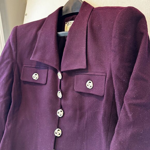 Vintage 90s Kasper 12P Wool Womens Business Mini Skirt Suit - Classic Power Look - Picture 3 of 11